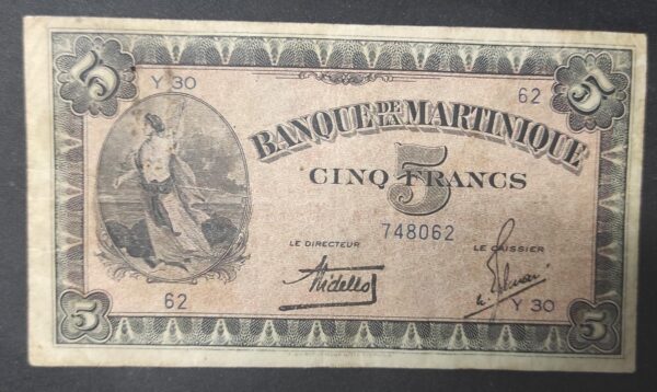rare martinique billet de 25 francs 1942/44 pick 16