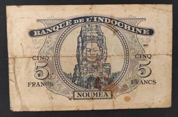 nouvelle calédonie 5 francs minerve type 1944 bleu p 48 (copie)