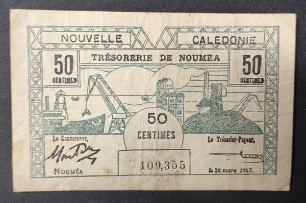 nouvelle calédonie billet de 50 centimes trésorerie de nouméa 29/03/1943 (copie)
