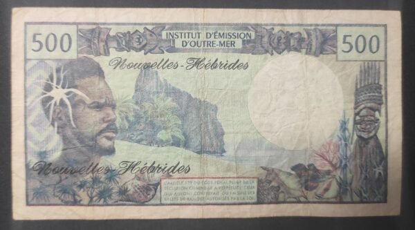 très rare nouvelles hébrides billet de 500 francs m.1 ( 1979 ) 2eme signature