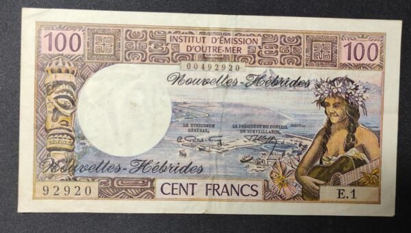 nouvelles hébrides billet de 100 francs 1er signature e.1 de 1972