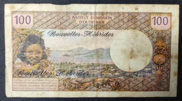 nouvelles hébrides billet de 100 francs 1er signature e.1 de 1972 (copie)