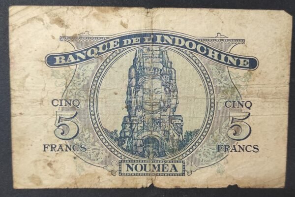 nouvelles hébrides billet 5 francs bleu minerve surcharge france libre 1944 ttb (copie)