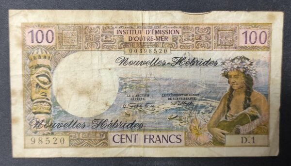 nouvelles hébrides billet de 100 francs 1er signature e.1 de 1972 (copie)