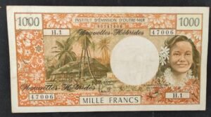 nouvelles hébrides billet de 1000 francs alphabet h.1 ( 1975 )