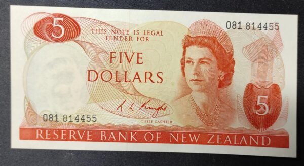 nouvelle zélande billet de 5 dollars 1975 1977 pick 165 reine elizabeth ii