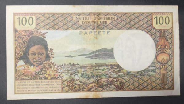 polynesie franc 100 francs mention papeete alphabet j.2