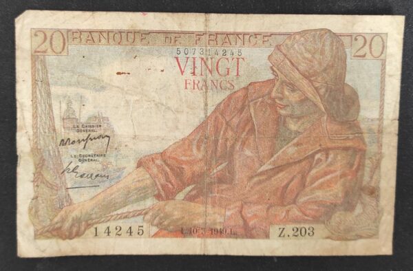 france billet de 20 francs pécheur du 15/04/1943 z.76 ref : f.13/06 (copie)