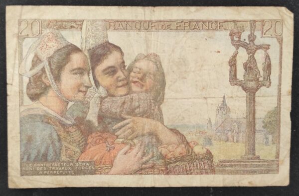 france billet de 20 francs pécheur du 15/04/1943 z.76 ref : f.13/06 (copie)
