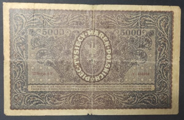 pologne billet de 5000 marek de 1920 pick 31