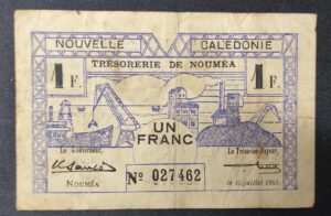 nouvelle calédonie billet de 1 franc trésorerie de nouméa 15/07/1942