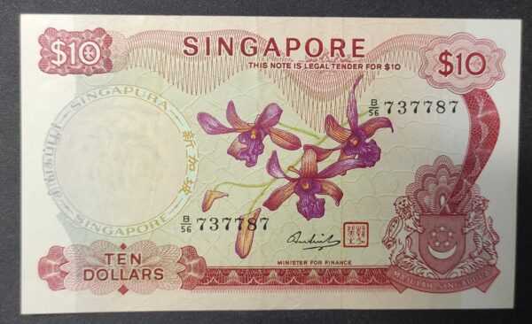 singapour singapor billet de 10 dollars 1973 pick 3 série fleurs