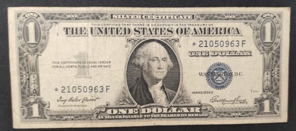 rare usa star note billet de 1 dollar série 1935 e sceau bleu