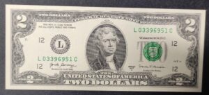 etats unis d'amérique usa billet de 2 dollars 2017 l (12) san francisco ca neuf