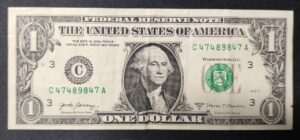 etats unis d'amérique usa billet de 1 dollar 2017 c (3) philadelphia pa