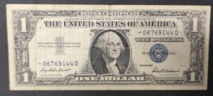 rare usa star note billet de 1 dollar série 1957 sceau bleu ! (copie)