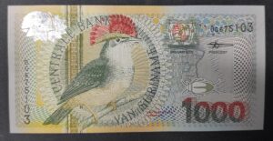 suriname 1000 gulden 01/01/2000 pick 151 neuf unc fleur caméléon oiseaux
