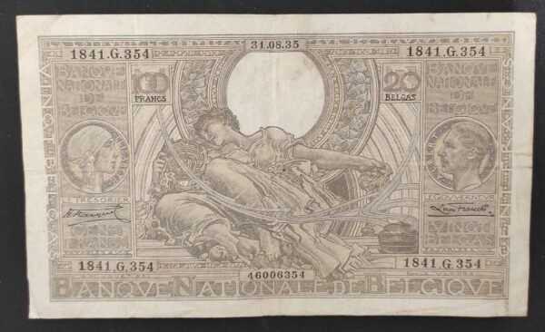 belgique billet de 100 francs 20 belgas du 26/03/1934 pick 107 (copie)