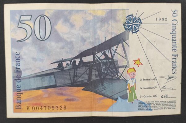 france billet de 50 francs saint exupery 1992 ref : f.72/01b