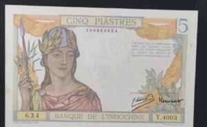 rare banque de l'indochine billet de 5 piastres nd 1936 km.148a (copie) rare banque de l'indochine billet de 5 piastres nd 1936 km.148a (copie)