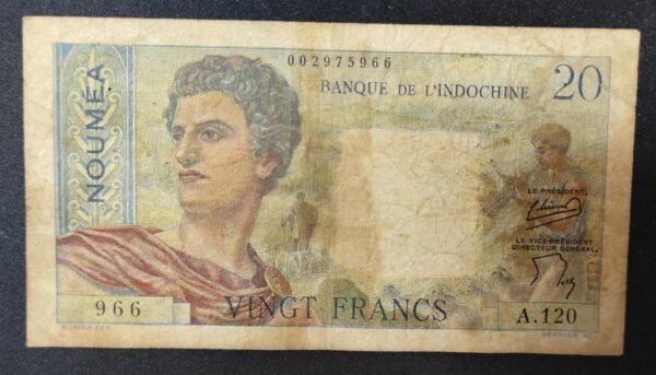 nouvelle calédonie 20 francs " nouméa " jeune berger banque de l'indochine y.165 (copie)