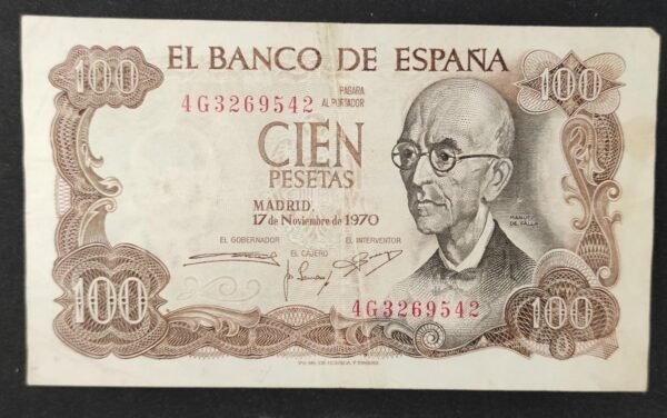 espagne billet de 100 pesetas du 17/11/1970 pick 152 (copie)
