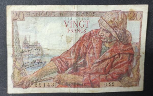 france billet de 20 francs pécheur du 21/05/1942 o.23 ref : f.13/02