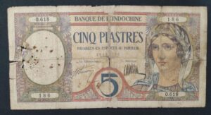 rare banque de l'indochine billet de 5 piastres type 1926 nd pick 49 rare banque de l'indochine billet de 5 piastres type 1926 nd pick 49
