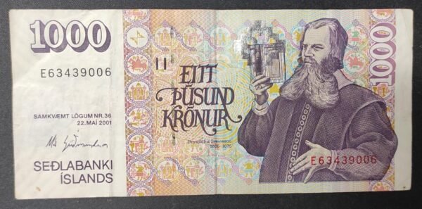 islande billet de 1000 kronur du 22/05/2001 pick 59 (copie)