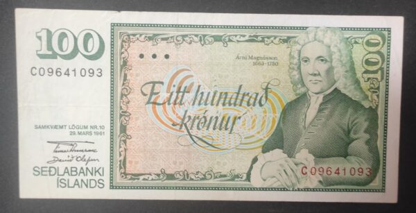 islande billet de 100 kronur de 1961 pick 50