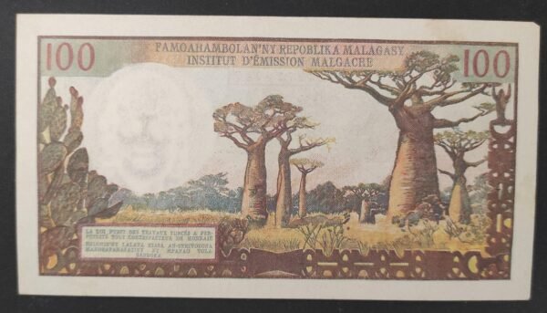madagascar billet de 100 francs / 20 ariary 1966 pick 57