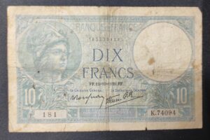 france billet de 10 francs minerve du 12/10/1939 k.74094 ref : f.07/11 france billet de 10 francs minerve du 12/10/1939 k.74094 ref : f.07/11