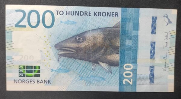 norvège billet de 200 kroner de 2016 pick 55 poisson spl