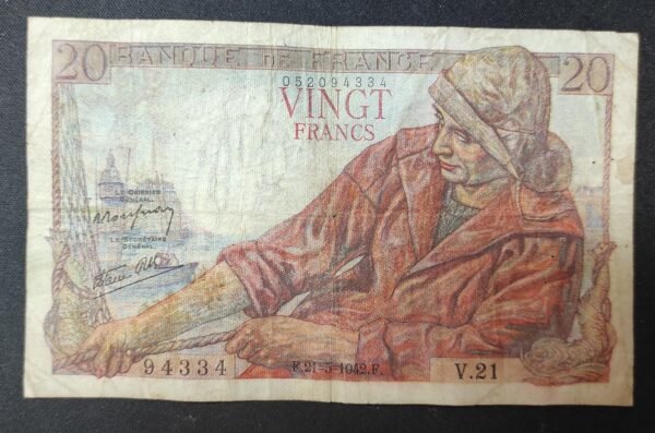 france billet de 20 francs pécheur du 21/05/1942 o.23 ref : f.13/02 (copie)