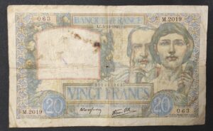 france billet de 20 francs travail et science du 05/12/1940 f.12/10