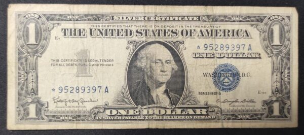 rare usa star note billet de 1 dollar série 1957 b sceau bleu