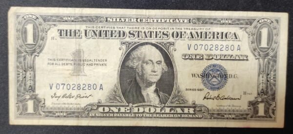 rare usa billet de 1 dollar série 1957 sceau bleu