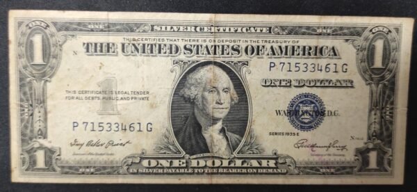 rare usa etats unis d'amérique billet de 1 dollar série 1935 a sceau bleu
