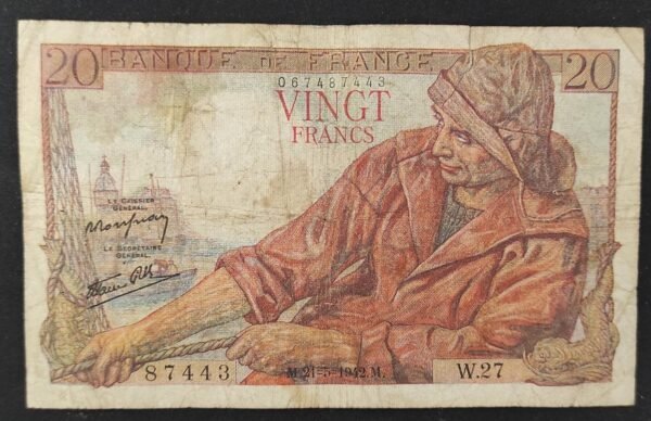 france billet de 20 francs pécheur du 21/05/1942 a.22 ref : f.13/02 (copie)