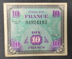 france billet de 10 francs drapeau sans série de 1944 ref : vf.18/01 ttb+ france billet de 10 francs drapeau sans série de 1944 ref : vf.18/01 ttb+