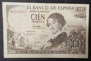 espagne billet de 100 pesetas du 19/11/1965 pick 150 (copie)