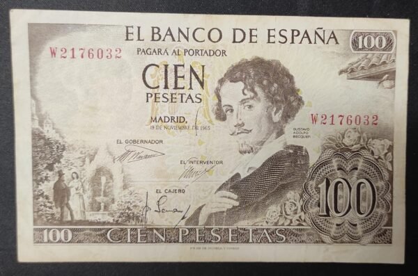 espagne billet de 100 pesetas du 19/11/1965 pick 150 (copie)
