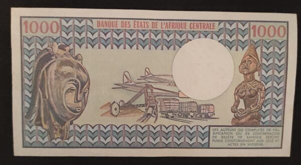 rare gabon billet de 1000 francs du 01/01/1983 pick 03 ttb+
