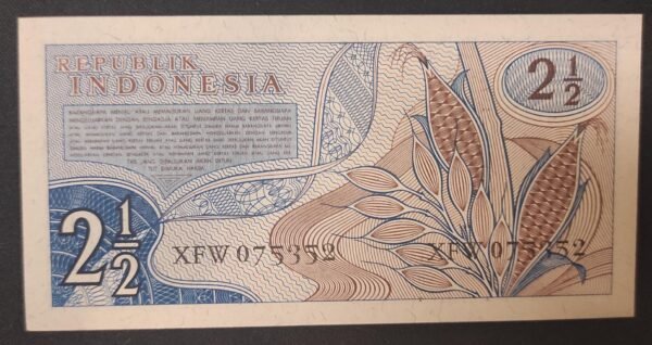 indonésie billet de 2 1/2 rupiah de 1961 pick 79 pr neuf