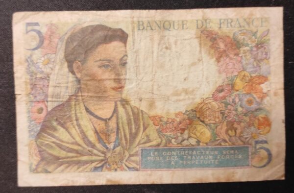 france billets de 5 francs berger du 05/08/1943 ref : f.05/03