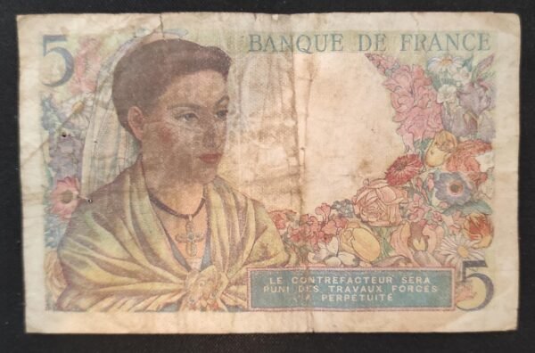 france billets de 5 francs berger du 22/07/1943 ref : f.05/02