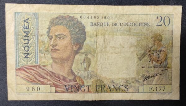 nouvelle calédonie 20 francs " nouméa " jeune berger banque de l'indochine v.182 (copie)