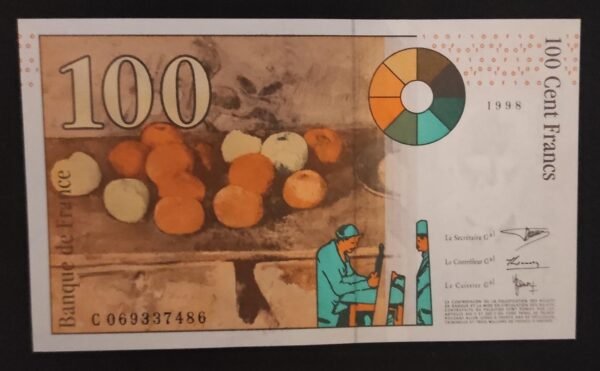 france billet de 100 francs cézanne de 1998 ref : f.74/02 neuf ( unc ) (copie)