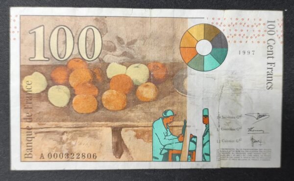 france billet de 100 francs cézanne de 1997 ref : f.74/01