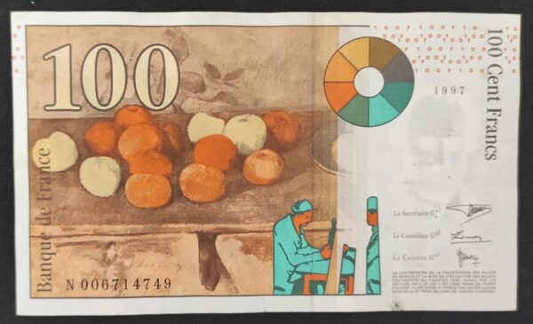 france billet de 100 francs cézanne de 1997 ref : f.74/01